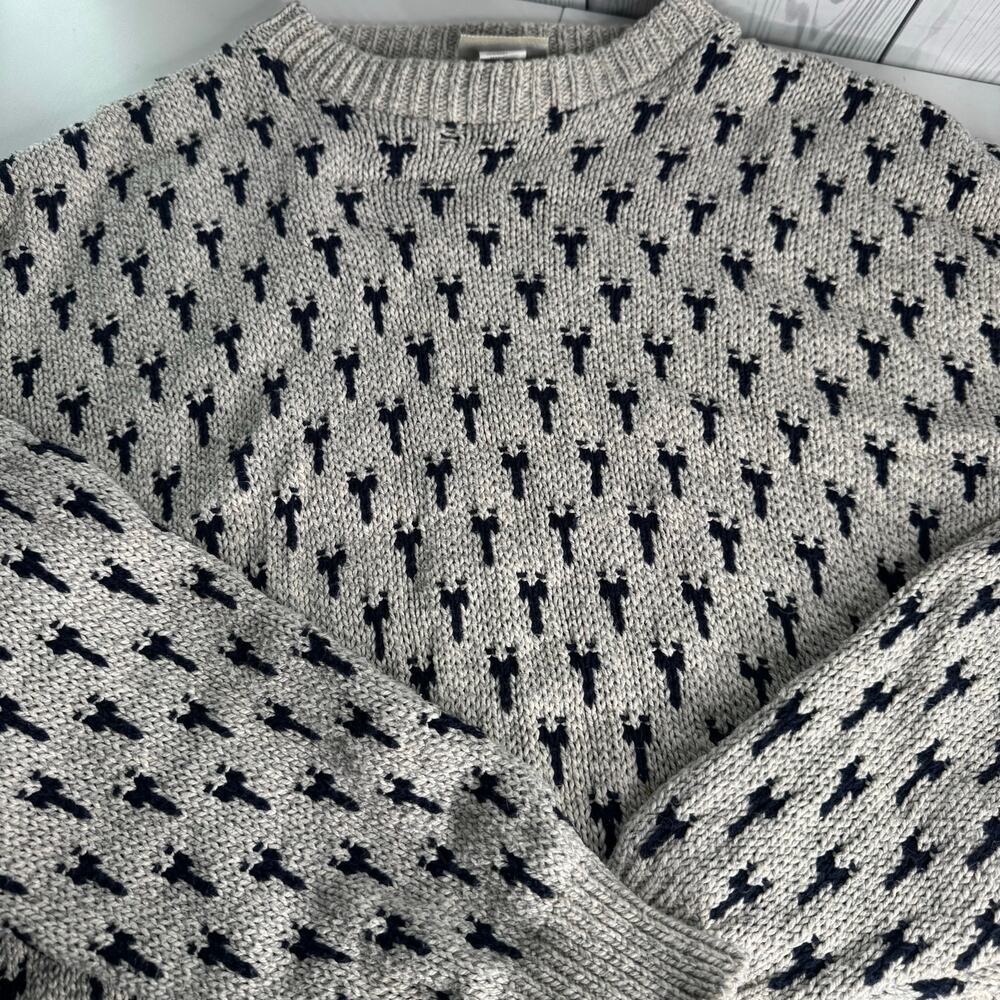 Vintage Prides Landing Knit Crewneck Sweater XL Gray USA 1990s Cotton Blend